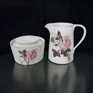Block Spal Portugal Creamer & Sugar Bowl Set Floral Western Rose Print